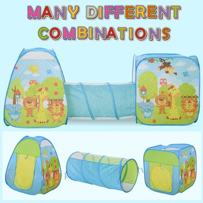 3 In 1 Pop Up House Tent Play Tunnel - Multi-Color Characters