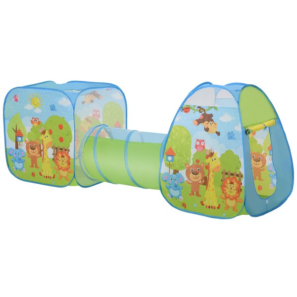 3 In 1 Pop Up House Tent Play Tunnel - Multi-Color Characters