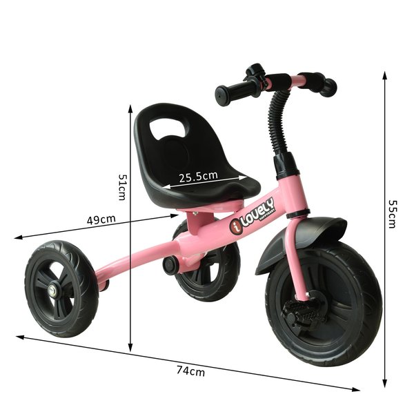 Toddler Three Wheel Plastic Tricycle Bike- Pink