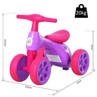 Toddler Training Walker Balance Ride-On Toy With Rubber Wheels - Purple