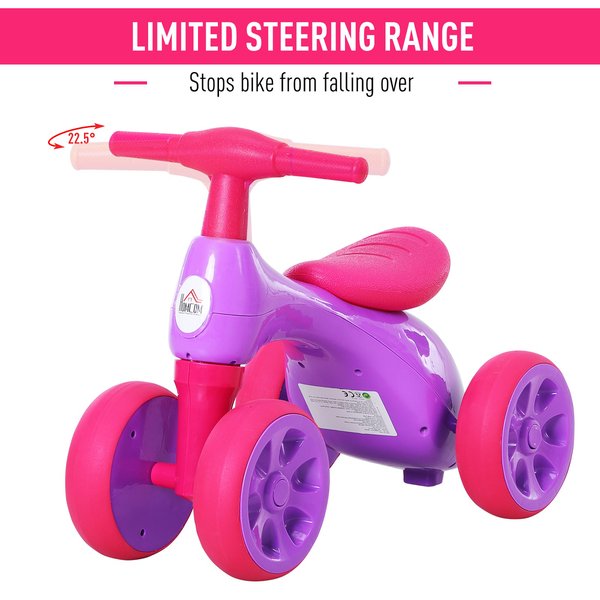 Toddler Training Walker Balance Ride-On Toy With Rubber Wheels - Purple