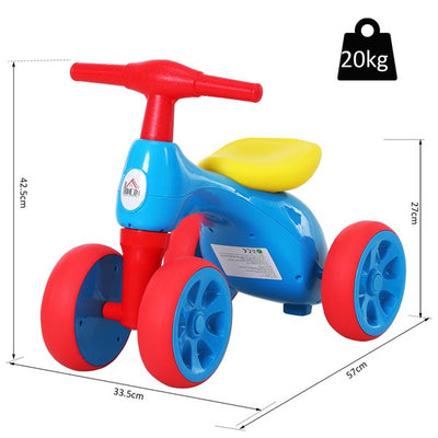 Toddler Training Walker Balance Ride-On Toy With Rubber Wheels - Blue