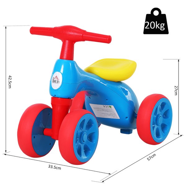 Toddler Training Walker Balance Ride-On Toy With Rubber Wheels - Blue