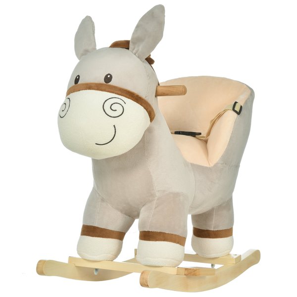 Toddlers Donkey Plush Rocking Ride W/ Sound - Grey