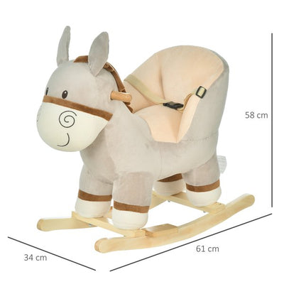 Toddlers Donkey Plush Rocking Ride W/ Sound - Grey