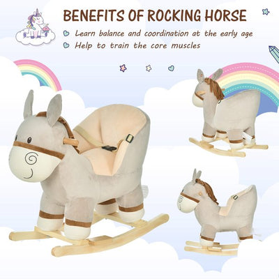 Toddlers Donkey Plush Rocking Ride W/ Sound - Grey