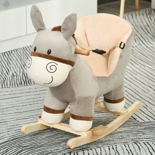 Toddlers Donkey Plush Rocking Ride W/ Sound - Grey