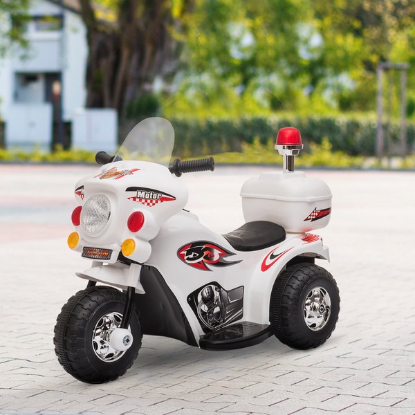 Toddlers Electric PP Motorcycle Ride On Trike - White