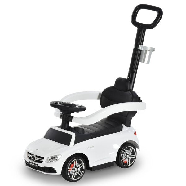 Toddlers Push Along Car Mercedes-Benz Licensed Ride On Stroller With Parent Handle - White