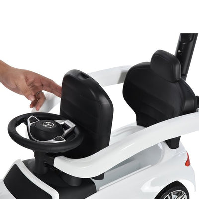 Toddlers Push Along Car Mercedes-Benz Licensed Ride On Stroller With Parent Handle - White