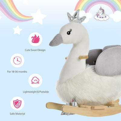 Toddlers Swan Rocking Ride On W/ Sound - White/Grey