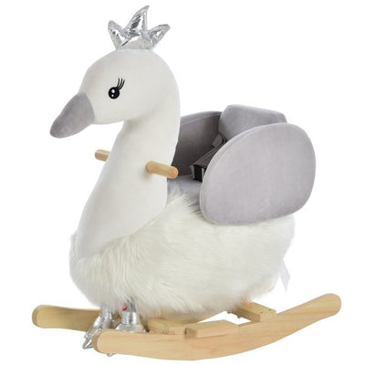 Toddlers Swan Rocking Ride On W/ Sound - White/Grey