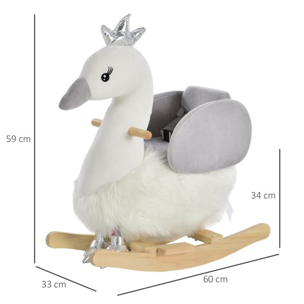 Toddlers Swan Rocking Ride On W/ Sound - White/Grey