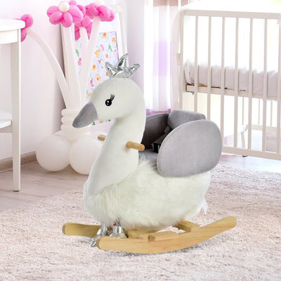 Toddlers Swan Rocking Ride On W/ Sound - White/Grey