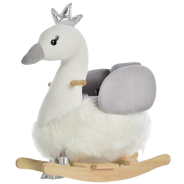 Toddlers Swan Rocking Ride On W/ Sound - White/Grey