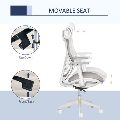 Vinsetto Ergonomic Office Chair with 360° , Wheel, Mesh Back, Adjustable Height & 3D Armrest for Home Office, Grey