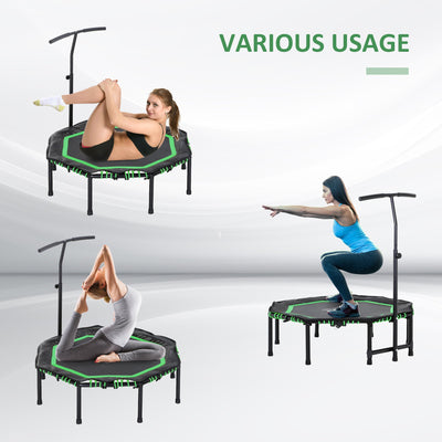 Mini Hexagon Steel Frame Trampoline, Adjustable Handle Green