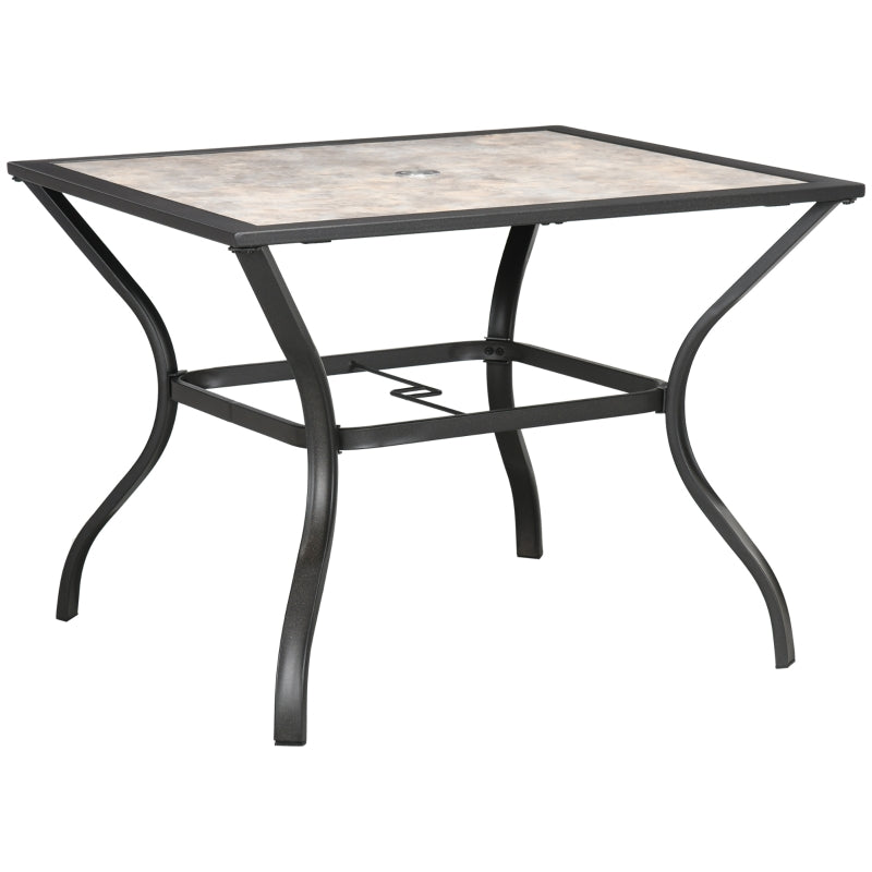 Garden Table With Parasol Hole- Grey