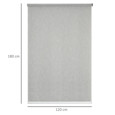 HOMCOM WiFi Smart Roller Blinds Window UV Privacy Protection with Rechargeable Battery, Electric Shades Blind Easy Fit Home Office Grey 120cm x 180cm