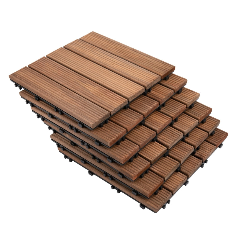 27 Pcs Solid Wood Interlocking Decking Tiles