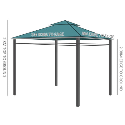 Gazebo W/Metal Frame And Side Walls-Dark Green