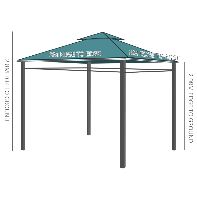 Gazebo W/Metal Frame And Side Walls-Dark Green