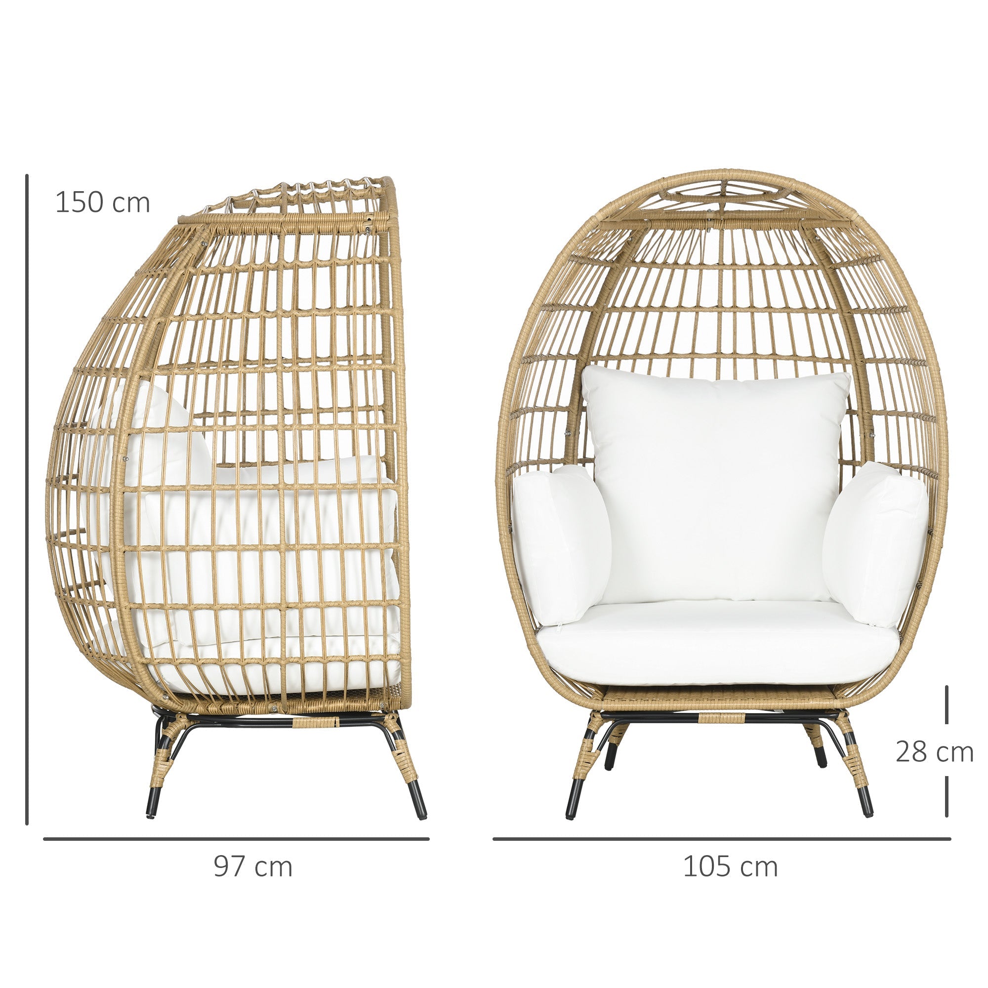 Outdoor wicker teardrop deals chair