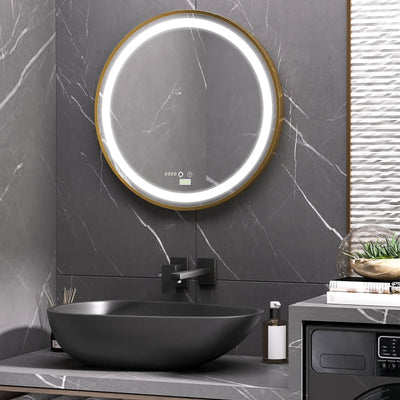 Round Illuminated Bathroom Mirrors Dimmable LED