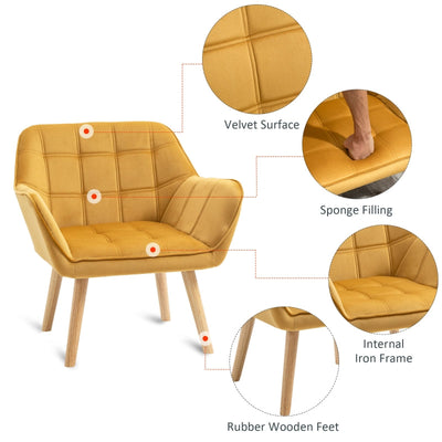 Armchair Accent Wide Arms , Yellow