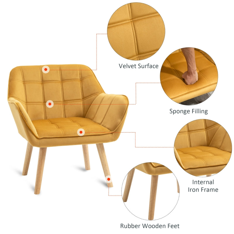 Armchair Accent Wide Arms , Yellow