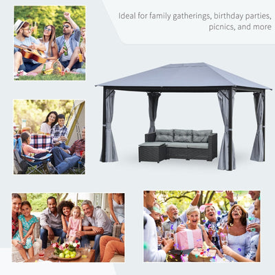 Garden Gazebo, Outdoor Pavilion Canopy Aluminum Party Tent - Grey