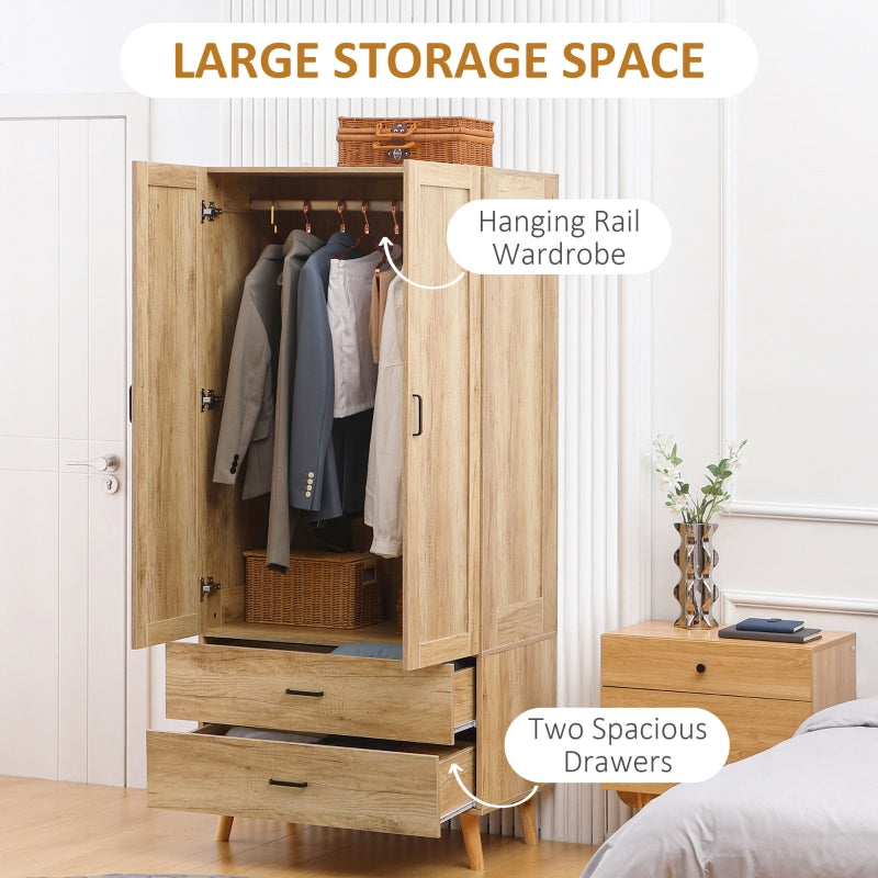 2 Door Wardrobe, Natural