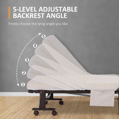 Folding Bed With Mattress, White