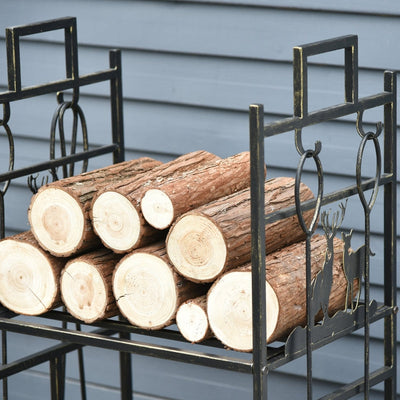 2-tier Heavy Duty Firewood Rack , Gold