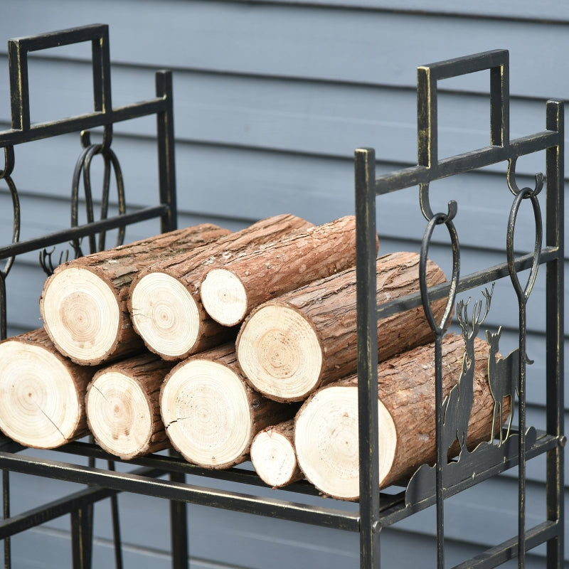 2-tier Heavy Duty Firewood Rack , Gold