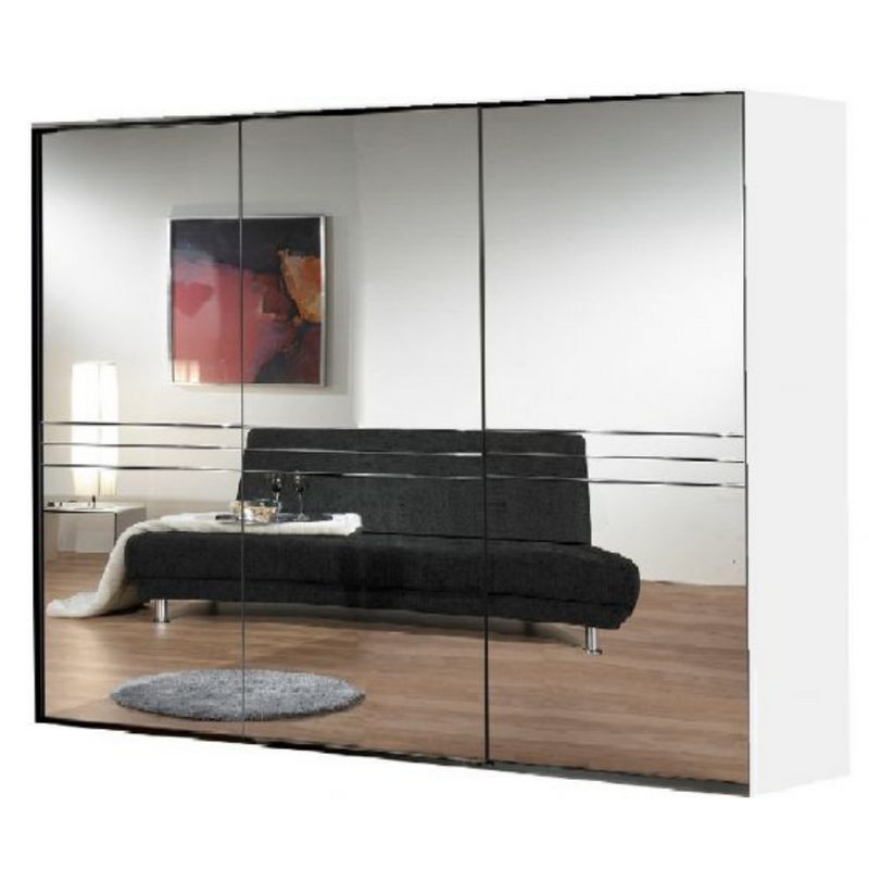 Madeira 3 Door 3 Mirror Sliding Wardrobe - White