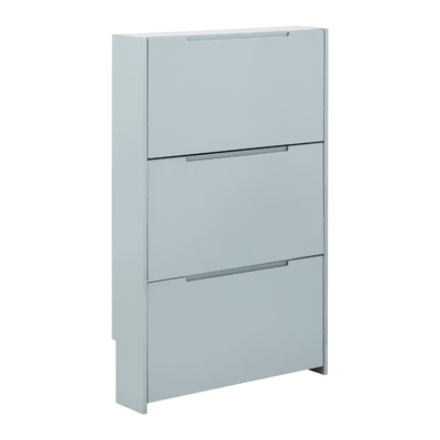 Narrow High Gloss 3 Tier Shoe Cabinet Grey