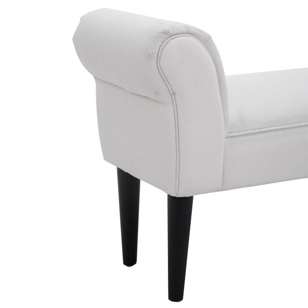 Upholstered MDF Bedroom Chaise Lounge Bench White