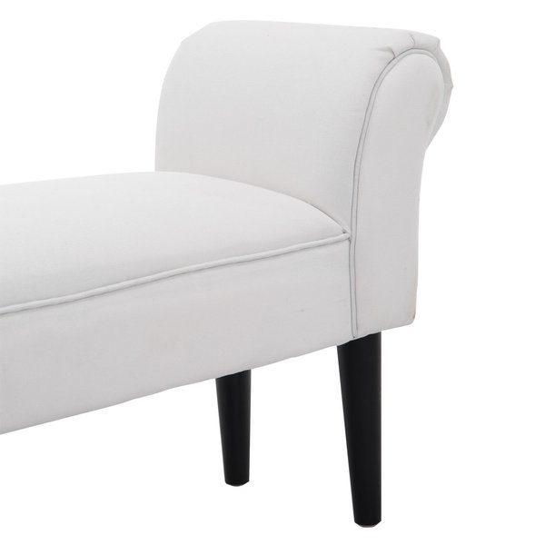 Upholstered MDF Bedroom Chaise Lounge Bench White