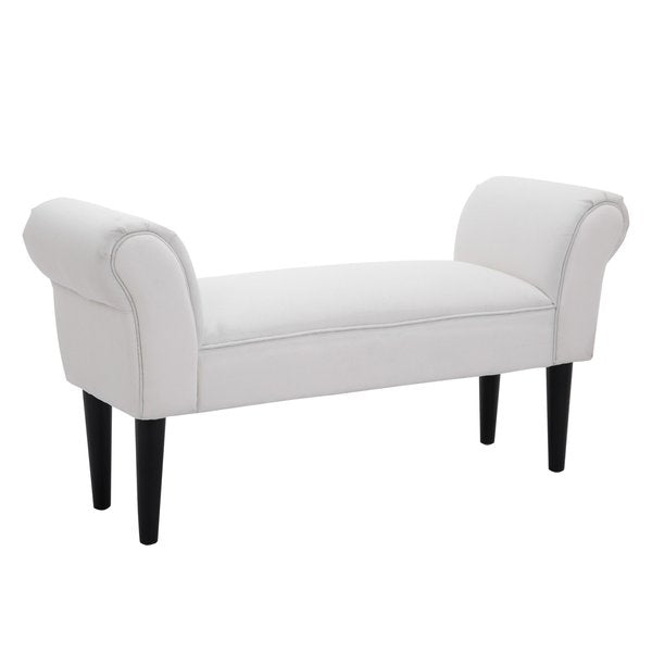 Upholstered MDF Bedroom Chaise Lounge Bench White