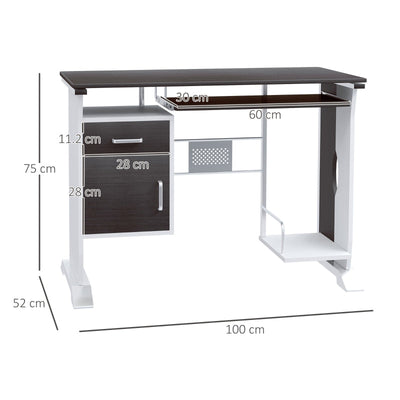 100Lx52Wx75H cm. Computer Workstation-Dark Walnut