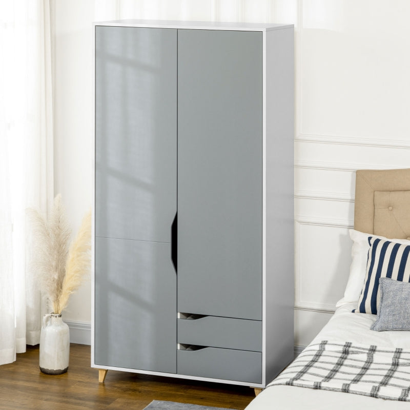 Wardrobe With 2 Doors, 2 Grey