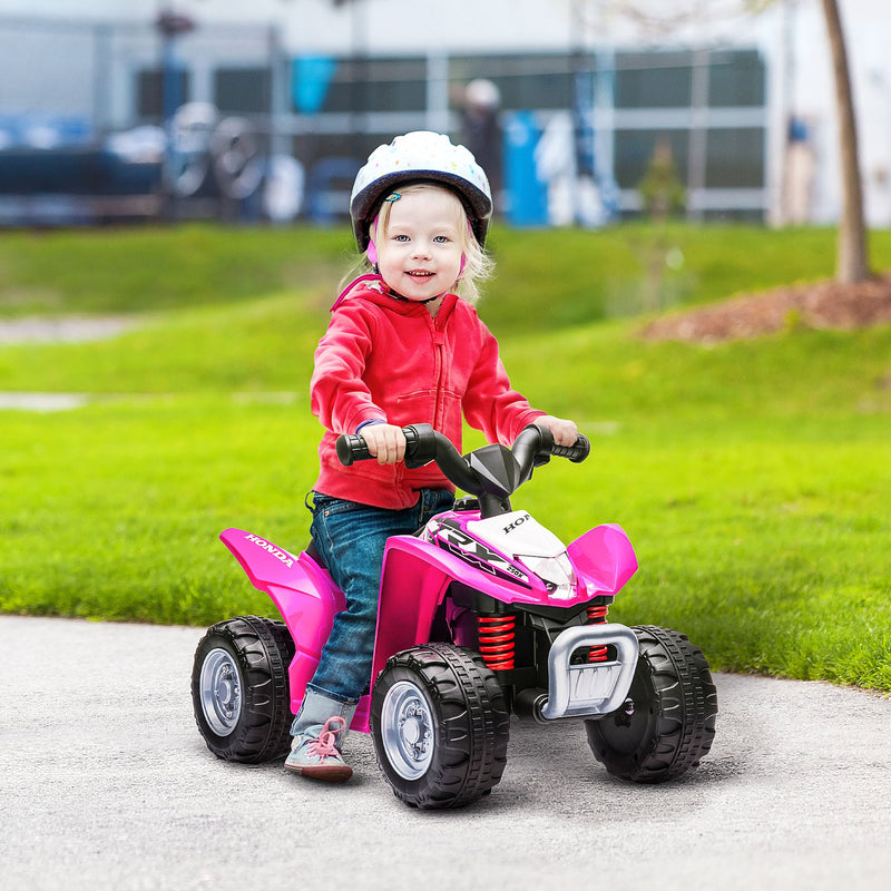 AIYAPLAY Honda Licensed Kids Quad Bike, 6V Electric Ride on Car ATV Toy with LED Light Horn for 1.5-3 Years, Pink