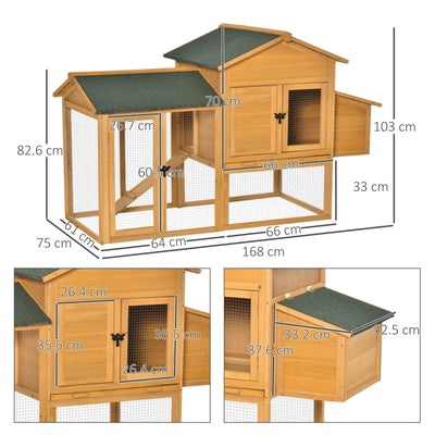 Deluxe 168cm Chicken Coop Small Animal Habitat Hen House with Run Nesting Box