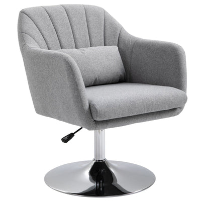 Swivel Base Accent Chair, With Pillow - Light Grey