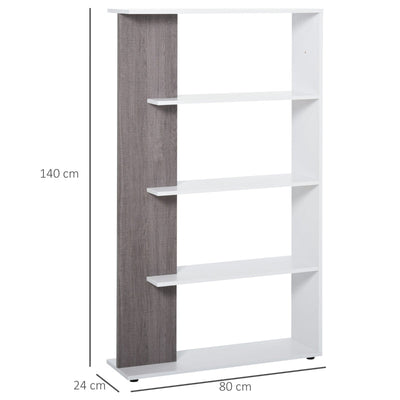 Particle Board 4-Tier Multifunction Bookshelf Grey/White