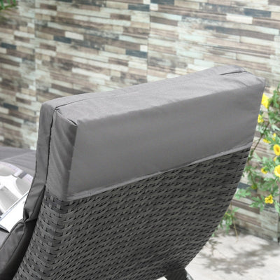 Garden Patio Rattan Wicker Folding Lounger- Grey