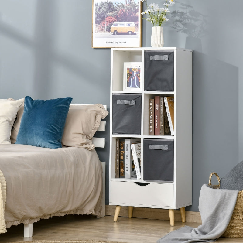 Six Shelf And Drawer Storage Unit - White/Grey