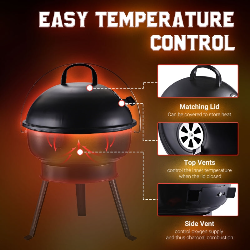 Outsunny Metal Portable Tripod Charcoal BBQ Grill Black