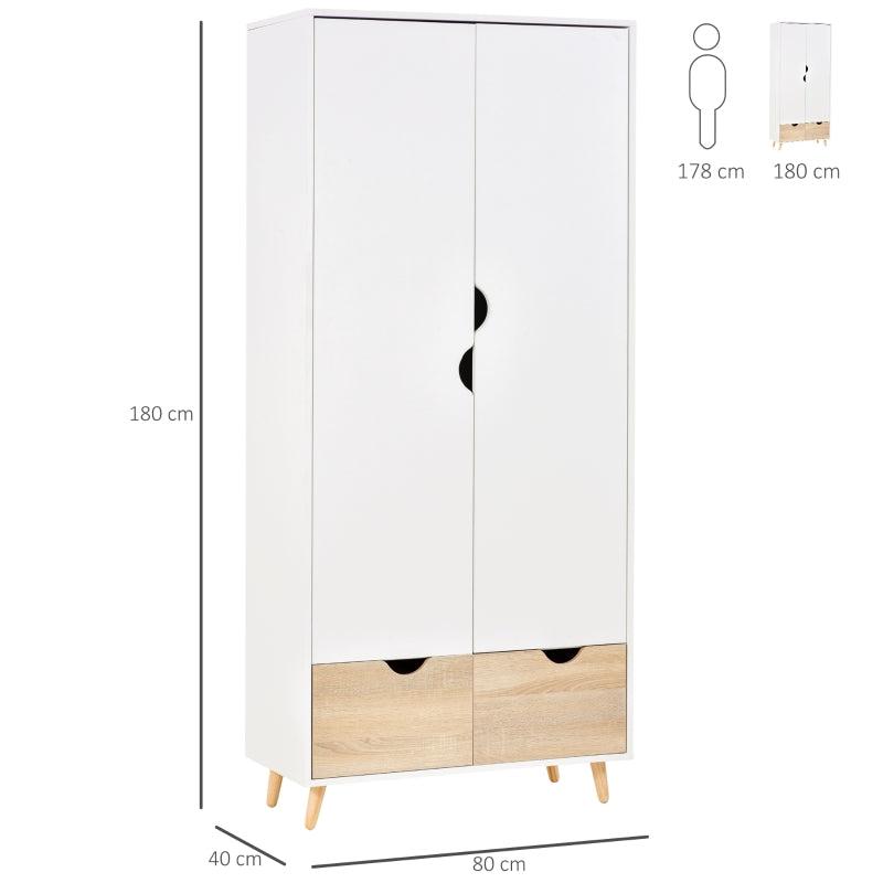 2-Door Clothes Wardrobe  White